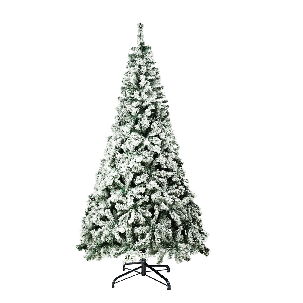 6FT Snow Flocked Green Christmas Tree with LED Lights