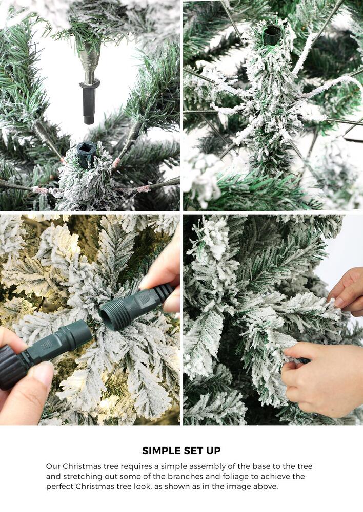 6FT Snow Flocked Green Christmas Tree with LED Lights