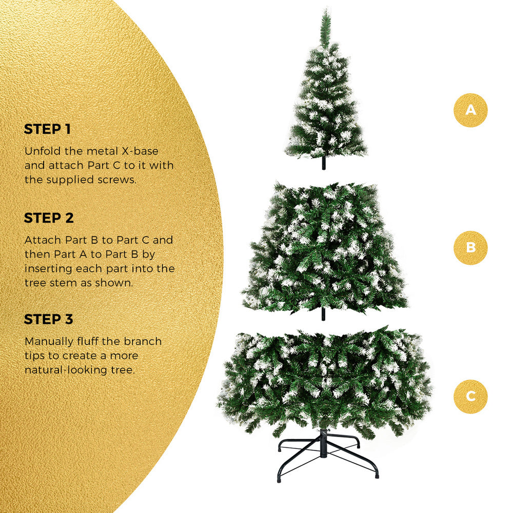 7FT Snowy Green Christmas Tree with 800 Tips