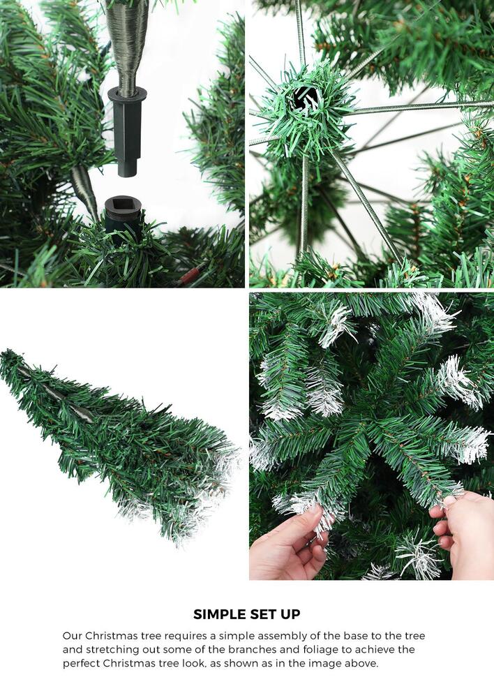 1.8M 6FT Snowy Green Christmas Tree with 830 Tips Décor