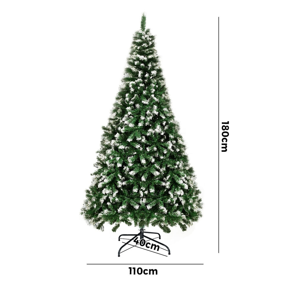 1.8M 6FT Snowy Green Christmas Tree with 830 Tips Décor